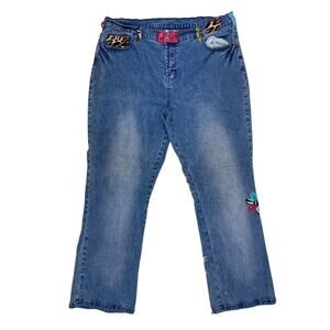 2/$35 DG2 Diane Gilman Plus Size Jeans 18W Patchwork Contrast Stitch Boho Y2K